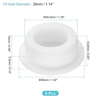 uxcell 6Pcs Silicone Hole Plug, Waterproof Round Rubber Stoppers Bottle Seal Plugs Tube Pipe End Caps for 29mm/1.14" Hole for Bathtub Bottle, White