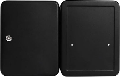 Jssmst Key Lock Box Wall Mount Security Key Storage Box, Locking Key Cabinet Wall Mount with 48 Key Hooks & Tags Key Labels, 11.81 x 9.45 x 2.95 inches, Black Matt