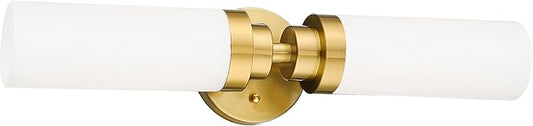 Emak Modern 22 Inch Bathroom Light Fixtures Over Mirror, Brushed Gold Vanity Light Bar with Milk Glass Shade, 2-Light Bathroom Wall Sconce, VL085-BGD-ML-2
