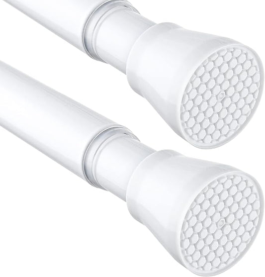 2 Pack White Tension Curtain Rod 42-73 Inch Shower Rod 7/8" Shower Curtain Rod Adjustable Spring Curtain Rods No Drilling Spring Rod Shower Curtain Tension Rod for Bathroom Windows Doorways