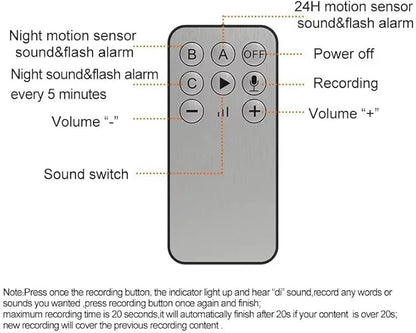Solar Outdoor Motion Sensor Alarm - Barking Dog Motion Sensor, Motion Sensor Noise Maker with Remote Control 20 Second Recording, Say Goodbye to Intruders (911N-1)
