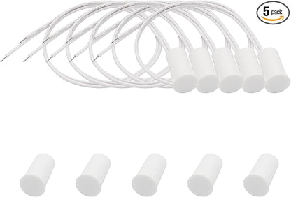 5PCS Recessed Wired Security Window Door Contact Sensor, Normally Closed NC, Door Alarm Magnetic Reed Switch with 2 Wire, ABS White, RC-35