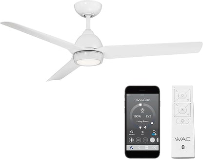 Mocha Indoor/Outdoor 3-Blade Smart Compatible Ceiling Fan 54in Matte White with 3000K LED Light Kit and Remote Control with Wall Cradle. Works with iOS/Android, Alexa, and Google Assistant.
