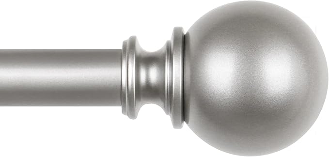 KAMANINA Curtain Rods for Windows 32 to 58 Inches (2.6-4.8ft), Adjustable Antique Silver Curtain Rod, 7/8 Inch Decorative Drapery Rod with Round Finials