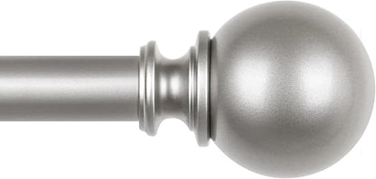 KAMANINA Curtain Rods for Windows 32 to 58 Inches (2.6-4.8ft), Adjustable Antique Silver Curtain Rod, 7/8 Inch Decorative Drapery Rod with Round Finials