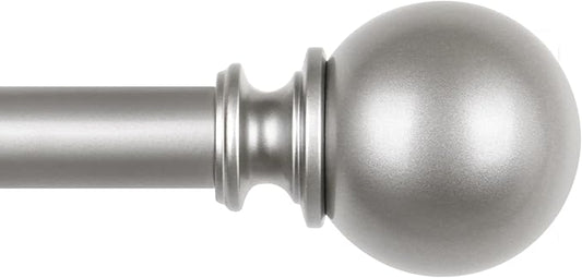 KAMANINA Curtain Rods for Windows 32 to 58 Inches (2.6-4.8ft), Adjustable Antique Silver Curtain Rod, 7/8 Inch Decorative Drapery Rod with Round Finials