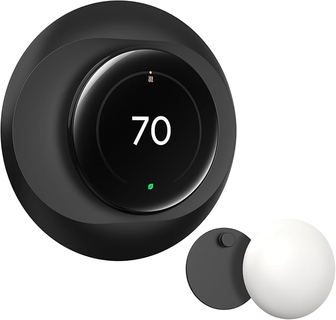 CaseBot Wall Plate Cover Compatible with Google Nest Learning Thermostat (4th Gen), Practical Nest Thermostat Trim Kit, with Temperature Sensor Holder, Easy Installation (Matte Black)
