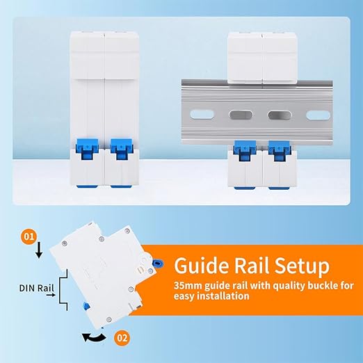 32 Amp Miniature DC Circuit Breaker 500V 2 Pole, Solar PV Disconnect Switch with Thermal Magnetic Trip, DIN Rail Mount Isolator C32