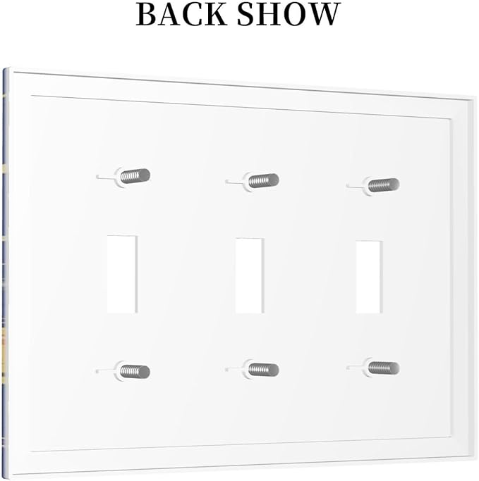 Stars Starry Night Sun Moon Planet Constellations Decorative Switch Plates 3 Gang Wall Plate Triple Toggle Light Switch Cover Electrical Wall Panels Faceplate for Bedroom Bathroom Decor