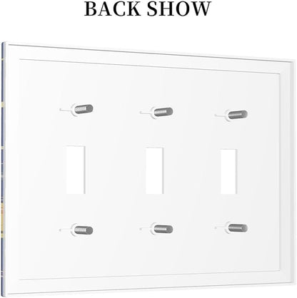 Stars Starry Night Sun Moon Planet Constellations Decorative Switch Plates 3 Gang Wall Plate Triple Toggle Light Switch Cover Electrical Wall Panels Faceplate for Bedroom Bathroom Decor