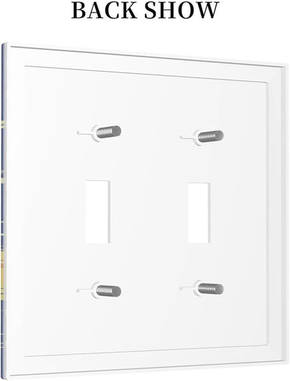 Stars Starry Night Sun Moon Planet Constellations Decorative Switch Plates 2 Gang Double Toggle Outlet Light Switch Cover Wall Plate Electrical Faceplate for Bedroom Bathroom Decor