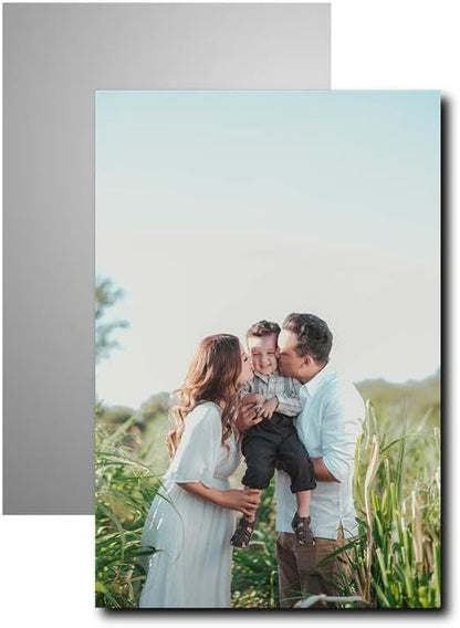 Custom Metal Photo Prints Personalized Picture Gifts with Natural Bamboo Base for Family, Friends and Lovers (Vertical)