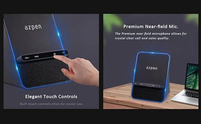 Wireless Charging Audio Dock by Azpen with Dual 8 watts Bluetooth Speakers, Upgraded Microphone for Handsfree Call, Wireless Charger for iPhone 15 14 13 12 11 and Samsung S23 S22 S21 S20