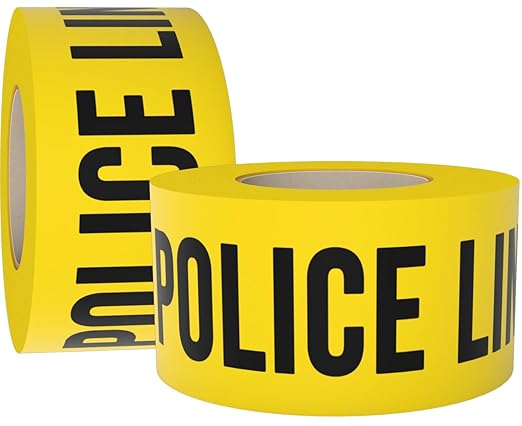 Police Line Do Not Cross Tape 2 Pack 3 inch X 1000 feet • Bright Yellow with a Bold Black Print • 3 in. Wide for Maximum Readability • Tear Resistant