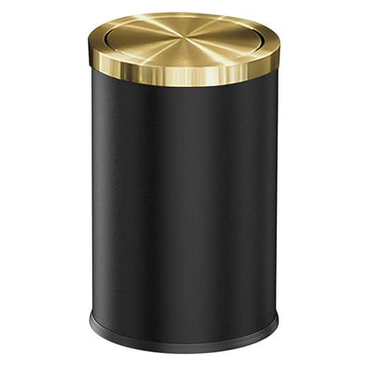 9L/2.4GAL Black Bathroom Trash Can,Gold Small Trash Can with Lid,Garbage cans for Bathroom, Hotel,Office,Lundry,Powder Room 【Perfect Christmas Gift Idea】 (ＢＬＡＣＫ)