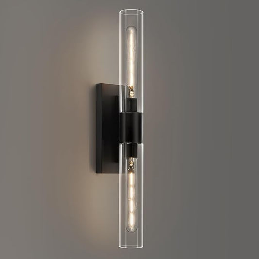 24.8" L Wall Sconces 2-Lights Black Wall Lights Fixtures Morden Cylinder Wall Light for Bathroom Vanity Light Indoor Wall Mounted Lamps for Living Room,Bedroom,Hallway