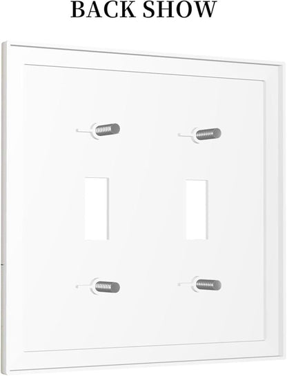 Rustic Wildflower Green Plants Daisy Floral Decorative Switch Plates 2 Gang Double Toggle Outlet Light Switch Cover Wall Plate Electrical Faceplate For Farmhouse Bed Room Decor