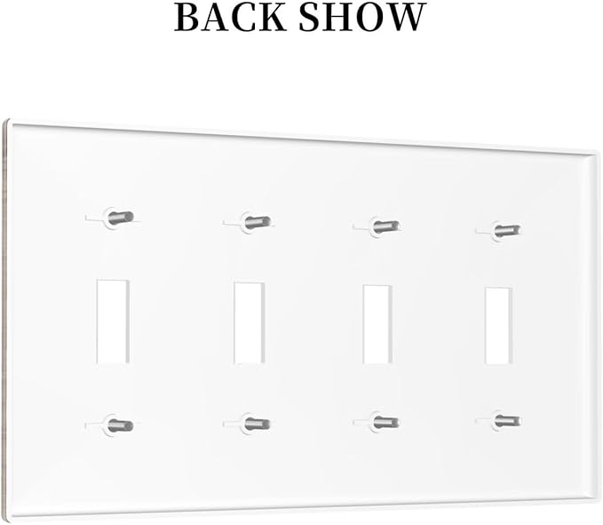 Light Switch Covers Rustic Brown Wood Grain Quad Toggle Electrical Faceplate 4 Gang Wall Plate Decorative Switch Plates for Farmhouse Kitchen Decor