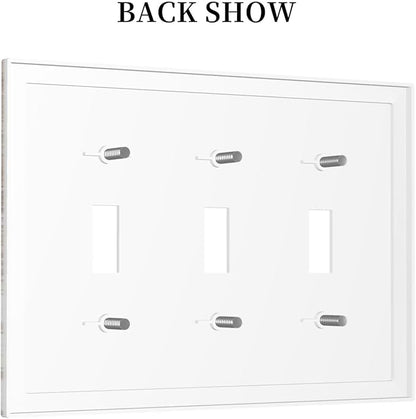 Vintage Light Wood Retro Rustic White Gray Oak Print Decorative Switch Plates 3 Gang Wall Plate Triple Toggle Light Switch Cover Faceplate Electrical Wall Panels for Farmhouse Home Decor