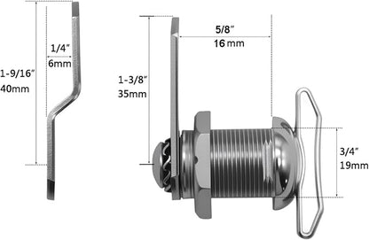 5/8" Thumb Operated Offset Cam Lock, RV Compartment Latch, Non-Locking Thumb Turn, for RV Compartment Camper Storage Door (2 Pack)