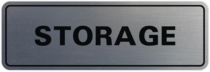 Standard STORAGE Door/Wall Sign - Silver - Small (10 Pack)