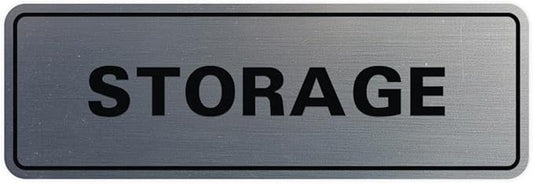 Standard STORAGE Door/Wall Sign - Silver - Medium (5 Pack)