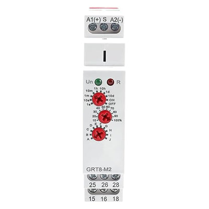 GRT8 M2 Multifunction Time Relay Module 16A 2 Outputs, AC230V Adjustable Delay Timer, 0.1s-10 Days Wide Time Range Delay AC230V Factory Automation Time Relay Universal Voltage DIN Rail