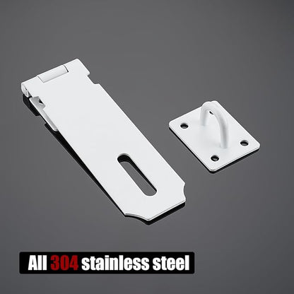 JQK Door Hasp Latch Lock, 5 Inch 304 Stainless Steel Safety Packlock Clasp Thickness 1.9 mm, Matte White, DL130-WH