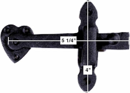 Renovators Supply Manufacturing Black Wrought Iron Gate Flip Latch Decorative Antique Heart Style Medium to Light Duty 4" Tall Flip Door Locks Rust Resistant Latches with Hardware