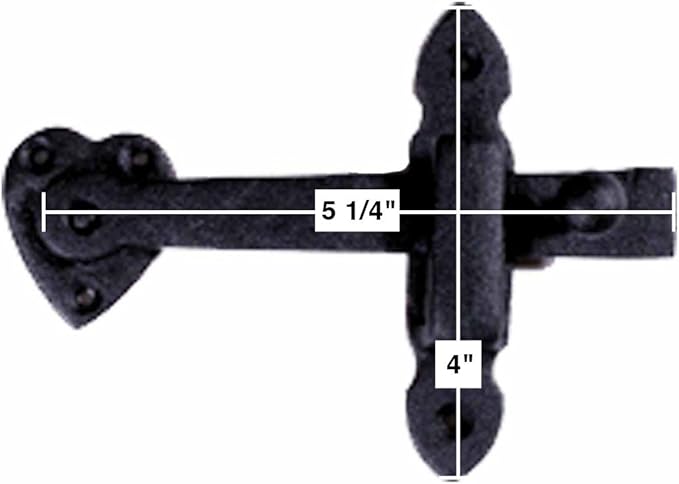 Renovators Supply Black Wrought Iron Gate Flip Latch Antique Heart Style Medium to Light Duty 4 Inches Tall Flip Door Locks Rust Resistant Powder Coated Latches Includes Mounting Hardware Pack of 3