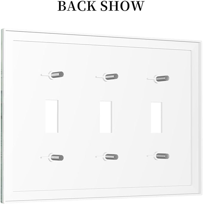 Decorative Switch Plates Simple Green Marble 3 Gang Wall Plate Triple Toggle Light Switch Cover Faceplate Electrical Wall Panels for living Room Office Decor