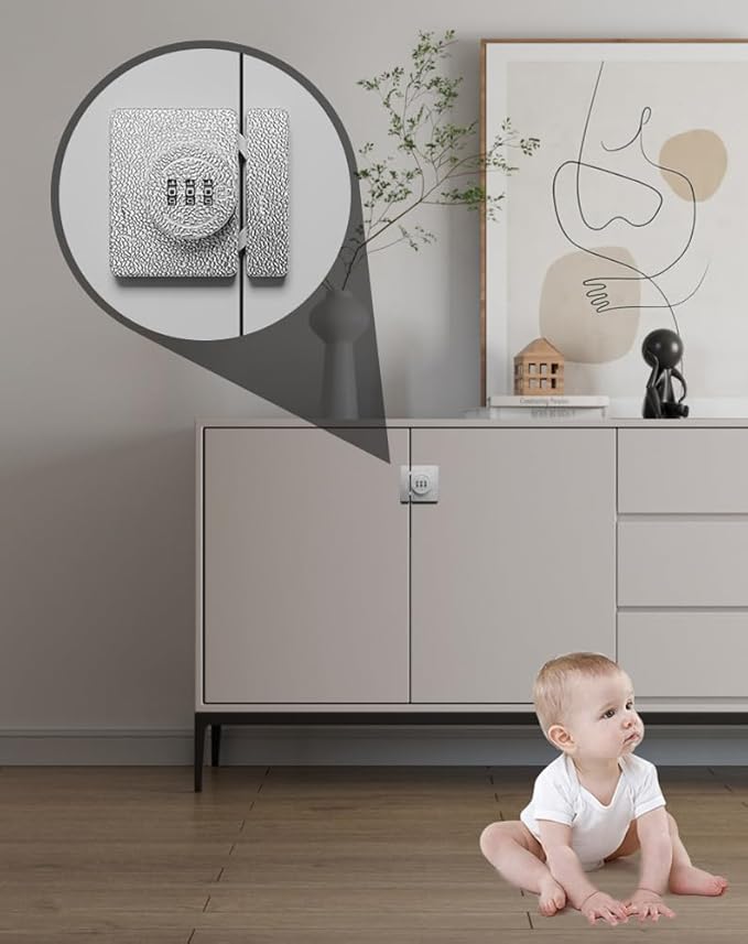 ETEKJOY Keyless Cabinet Lock 3-Digit Combination for Swinging/Sliding Door Drawer Cupboard Locker Closet Wooden Box Hook-Locking (Black, 180 Degree)