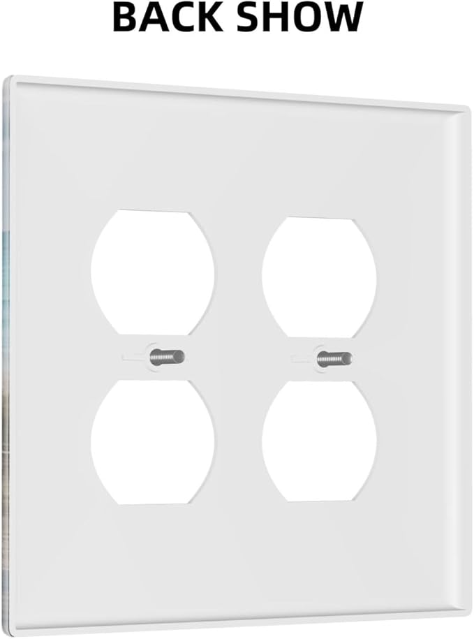 Decorative Outlet Covers Coastal Beach Ocean Seaside View 2 Gang Light Switch Cover Plate Double Duplex Wall Plates for Electrical Outlets Switch Plate Covers for Bedroom Home Decor