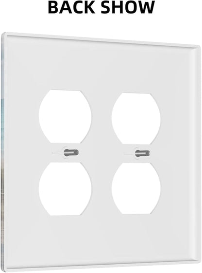 Decorative Outlet Covers Coastal Beach Ocean Seaside View 2 Gang Light Switch Cover Plate Double Duplex Wall Plates for Electrical Outlets Switch Plate Covers for Bedroom Home Decor