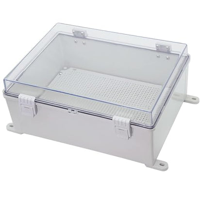 Co. ABS Waterproof IP67 15.75" x 19.68" x 7.87" Clear Cover Hinged Electronics Box with Mounting Plate, Bracket
