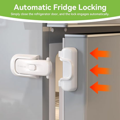 EUDEMON 1 Pack Refrigerator Lock, Child Proof Fridge & Freezer Lock for Kids & Toddlers, Easy to Install,no Tool Need or Drill (White)