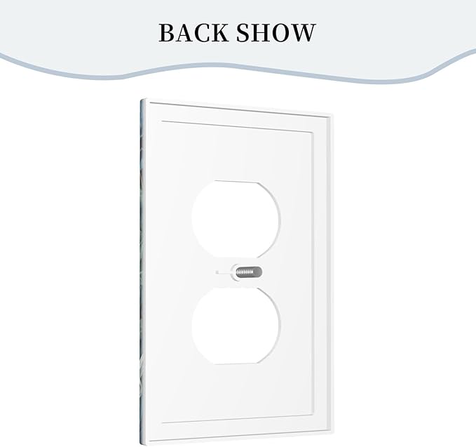 White Flowers Green Leaves Light Switch Cover 1 Gang Outlet Plate Single Duplex Wall Plate Covers Decorative Switchplate Covers Electrical Faceplate for Home Decor