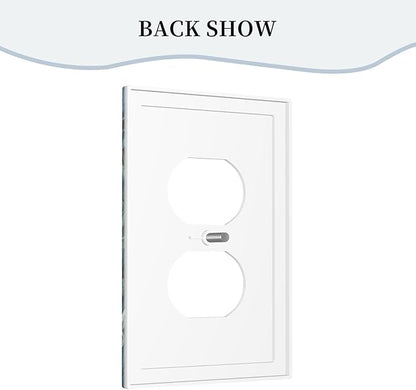 White Flowers Green Leaves Light Switch Cover 1 Gang Outlet Plate Single Duplex Wall Plate Covers Decorative Switchplate Covers Electrical Faceplate for Home Decor