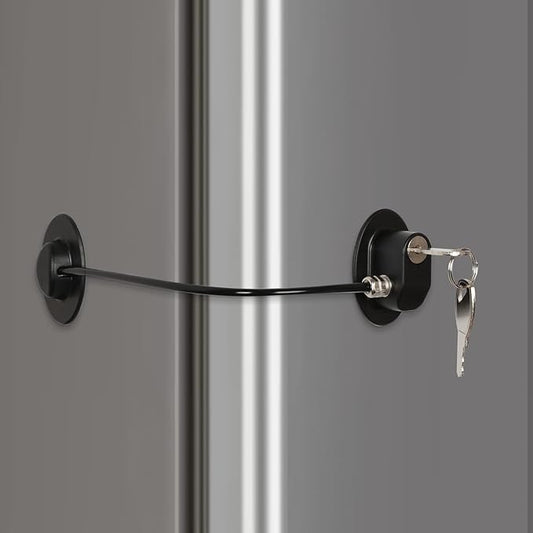 REZIPO - Refrigerator Door Lock with 2 Keys, File Drawer Lock, Freezer Door Lock and Child Safety Cabinet Lock by REZIPO Black