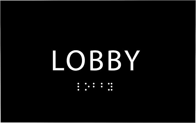 6" X4" Lobby Sign - Tactile Graphics Grade 2 Braille Text Reception Area Sign| Utility ADA Compliant Wall Mount Plastic Signs For Hospital, Offices, Businesses & Apartments