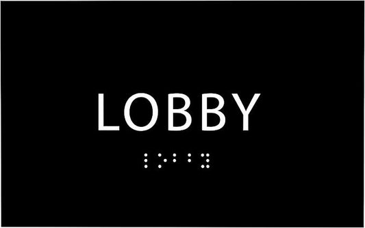 6" X4" Lobby Sign - Tactile Graphics Grade 2 Braille Text Reception Area Sign| Utility ADA Compliant Wall Mount Plastic Signs For Hospital, Offices, Businesses & Apartments