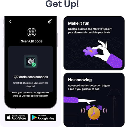 Pavlok Shock Clock 3 | Smart Alarm for Heavy Sleepers & Habit Breakers | Vibration, Beep & Safe Zap Wake Up | App-Controlled | Waterproof & Sweatproof | Silent Alarm for Couples | 1-Year Warranty
