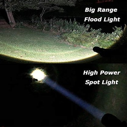 LED Emergency Handheld Flashlight with Adjustable Focus, Water Resistant, 5 Modes, Best Tactical Flashlight for Emergency, Camping and Fishing, 2 Pack