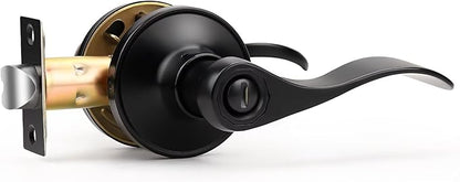 Knobonly 1 Pack Matte Black Door Lever Privacy Door Handles, Zinc Alloy Door Handle Interior, Keyless Lock for Bedroom or Bathroom