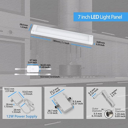 EShine 3 Pack 7 inch White Smart Dimmable LED Under Cabinet Lighting Kit Compatible with Alexa, Google - Warm White (3000K)