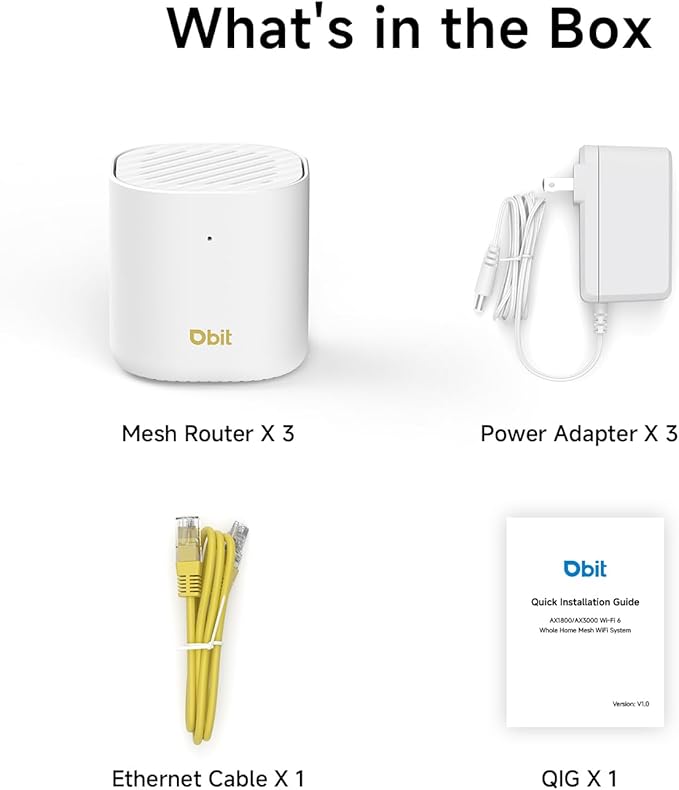 DBIT AX3000 WiFi 6 Mesh Wi-Fi System | 6,500 Sq Ft Coverage & 150 Devices | Dual-Band, Seamless Roaming, Parental Controls | Replaces Wireless Router and Extender | 2 Gigabit Ports Per Unit (3-Pack)