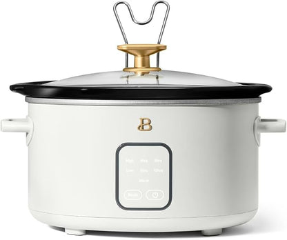 Beautiful 4-Qt Digital Slow Cooker with Smart Touch Screen, Removable Pot, Timer Presets, Ideal for Small Families