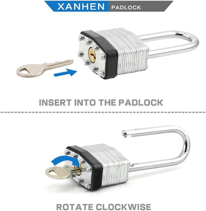 Lock Outdoor Padlocks, Key Lock, Padlocks with Same Key - Laminated Steel Keyed Padlocks with Long Shackle, 60 Pack, for Hasp Latch, Sheds, Fences, Storage Locker, School, Gym