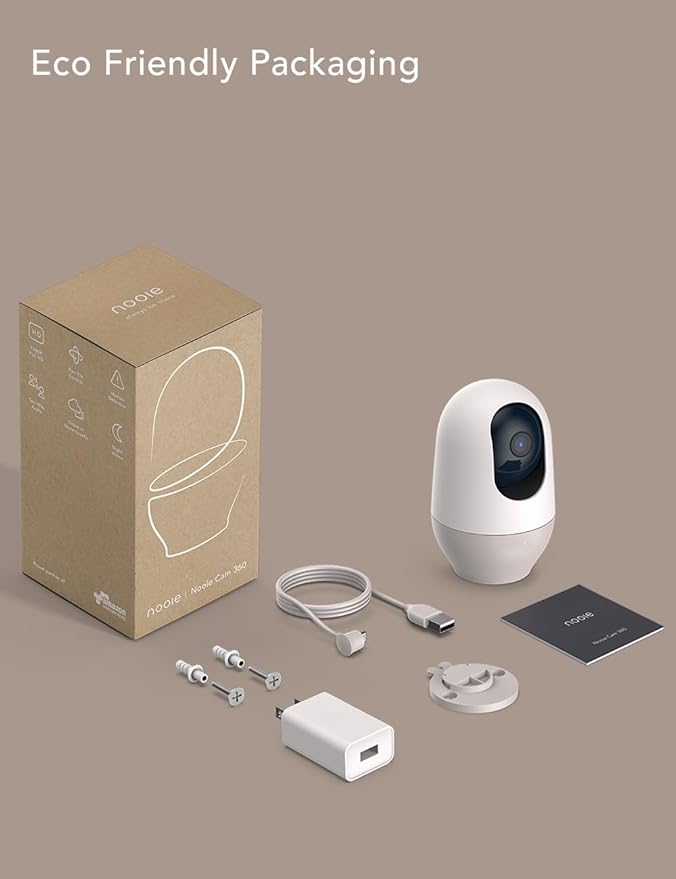 Nooie Baby Monitor, WiFi Pet Camera Indoor, 360-degree Wireless IP Camera, 1080P Home Security Camera, Motion Tracking, Super IR Night Vision, Works with Alexa, Two-Way Audio, Motion & Sound Detection