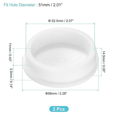 uxcell 2Pcs Silicone Hole Plug, Waterproof Round Rubber Stoppers Bottle Seal Plugs Tube Pipe End Caps for 51mm/2.01" Hole for Bathtub Bottle, White